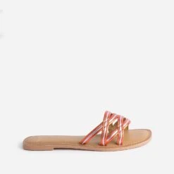 Mule TEXTO Orange Et Parme Cuir Métallisé