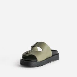 Mule TEXTO Kaki En Cuir à Semelle épaisse -Univers Chaussure Magasin WWWERM 10382780021 2