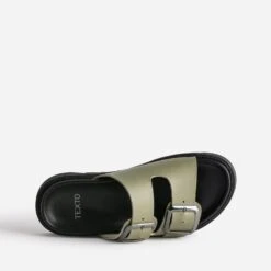 Mule TEXTO Kaki En Cuir à Semelle épaisse -Univers Chaussure Magasin WWWERM 10382780021 4