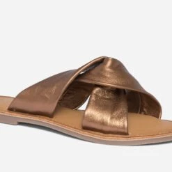 Mule TEXTO Bronze En Cuir à Brides Souples Croisées -Univers Chaussure Magasin WWWERM 10382780616 4