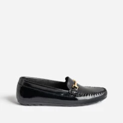 Mocassin Noir En Cuir Verni