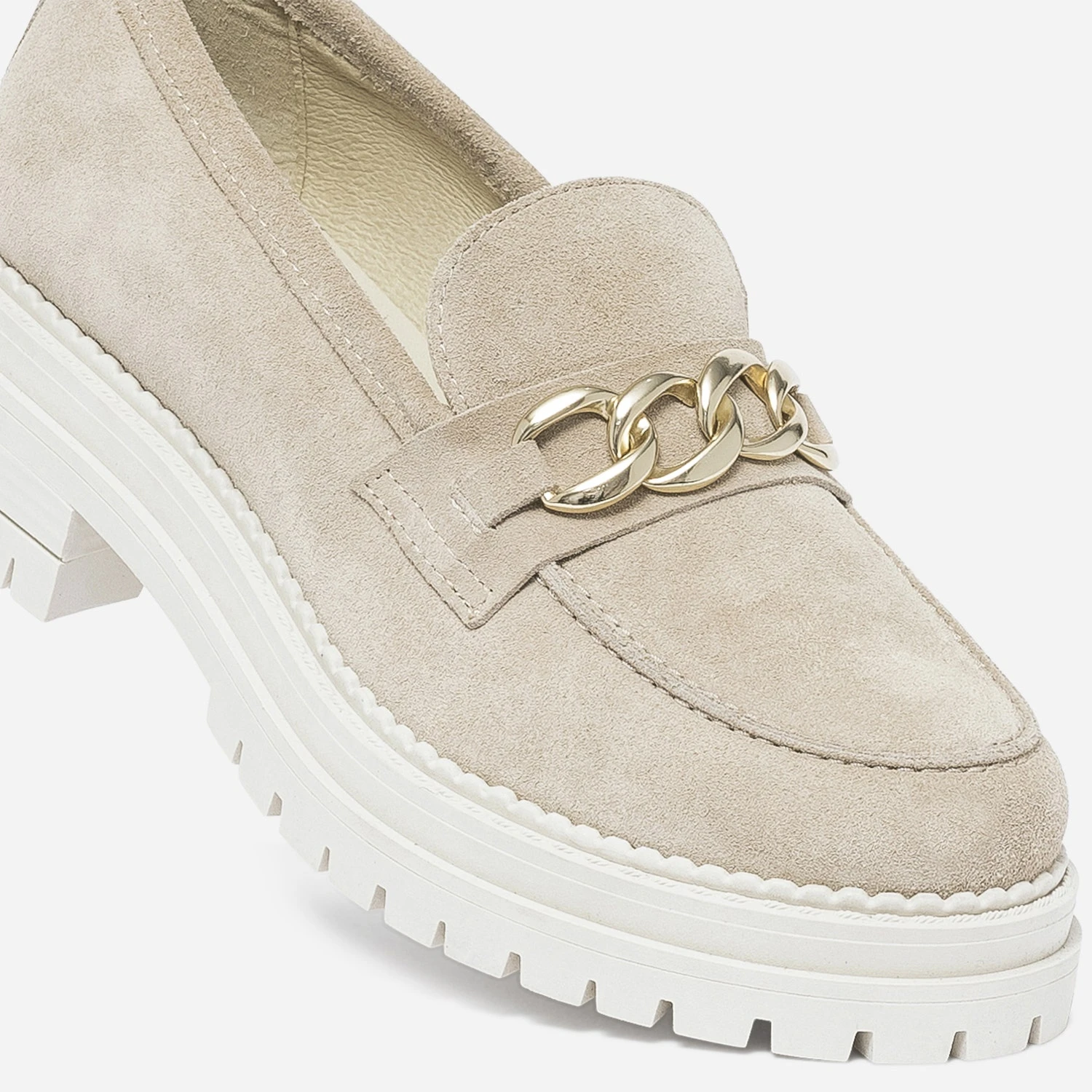 Mocassin TEXTO Beige Cuir Velours Semelle épaisse 8 Mocassin TEXTO Beige Cuir Velours Semelle épaisse – Image 6