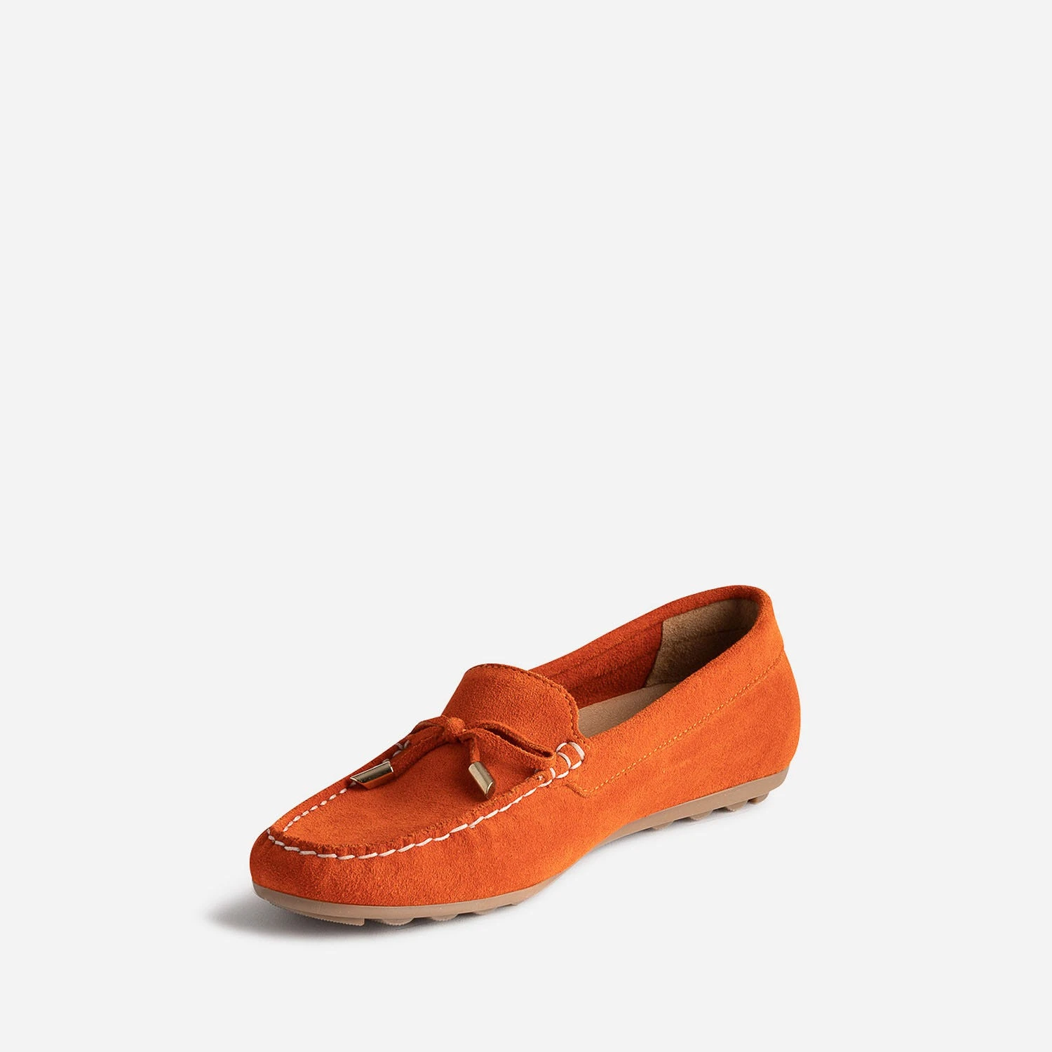 Mocassin Rouge Orangé En Cuir Velours 5 Mocassin Rouge Orangé En Cuir Velours – Image 3