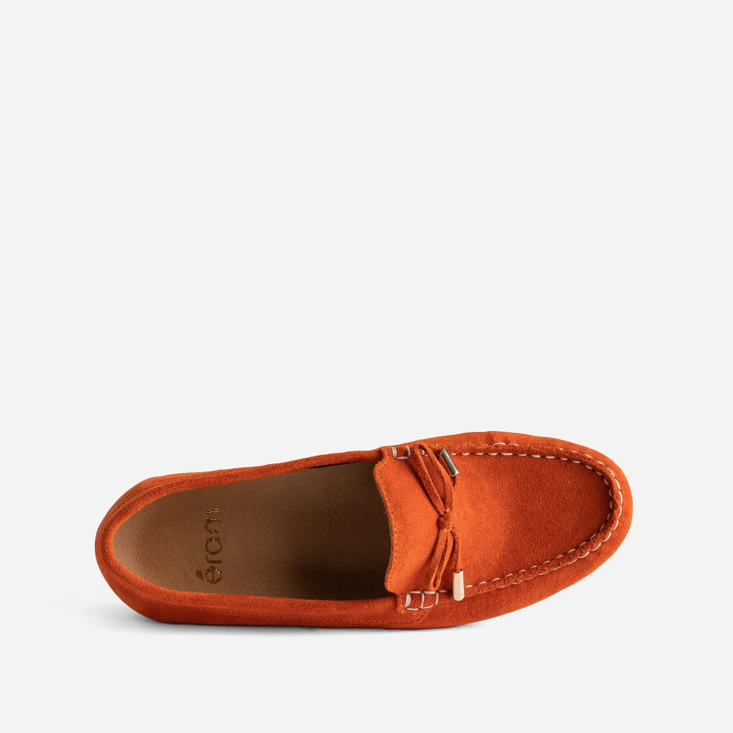 Mocassin Rouge Orangé En Cuir Velours 7 Mocassin Rouge Orangé En Cuir Velours – Image 5