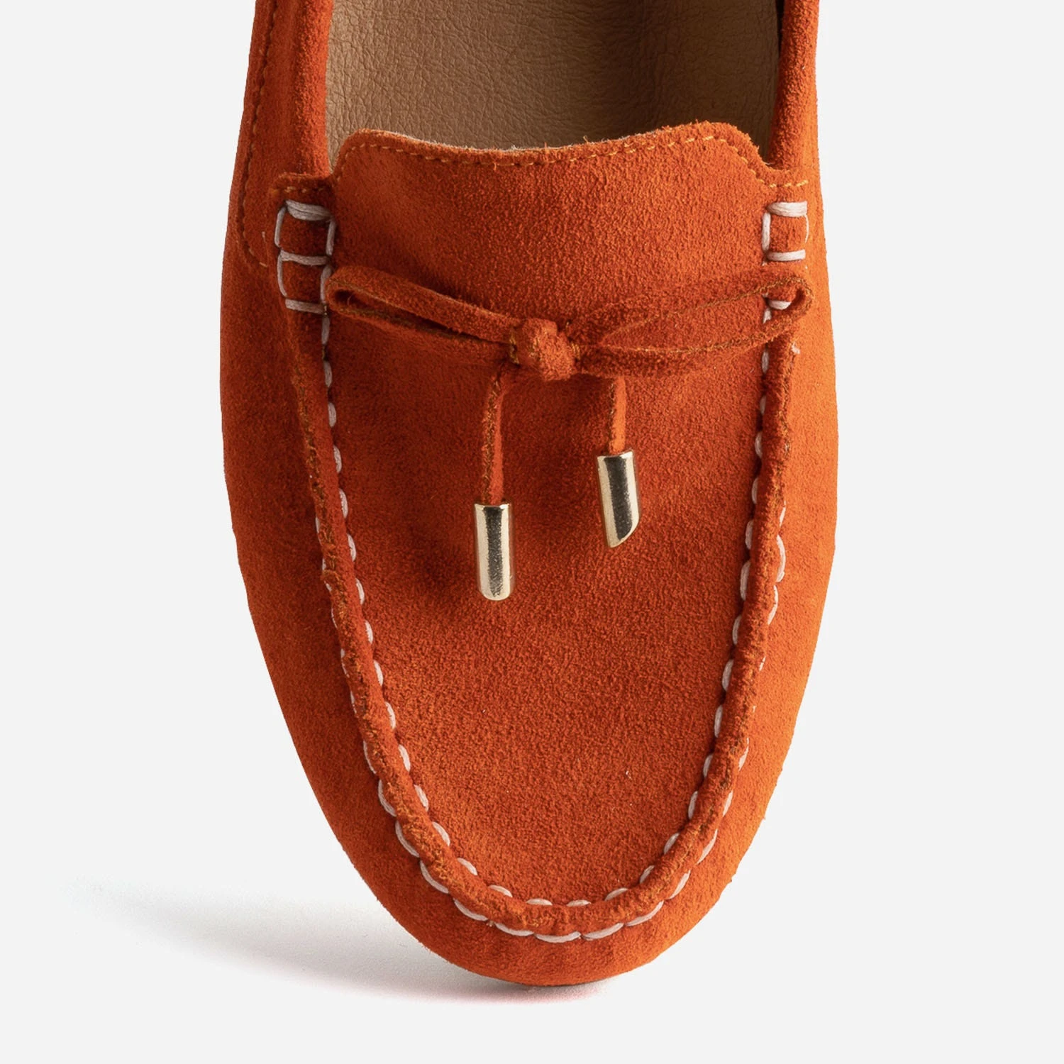 Mocassin Rouge Orangé En Cuir Velours 8 Mocassin Rouge Orangé En Cuir Velours – Image 6