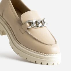 Mocassin TEXTO Beige En Cuir à Semelle Crantée -Univers Chaussure Magasin WWWERM 10383580050 5