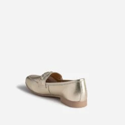 Mocassin Doré En Cuir Avec Patte Tressée -Univers Chaussure Magasin WWWERM 10383580085 3