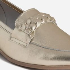 Mocassin Doré En Cuir Avec Patte Tressée -Univers Chaussure Magasin WWWERM 10383580085 5
