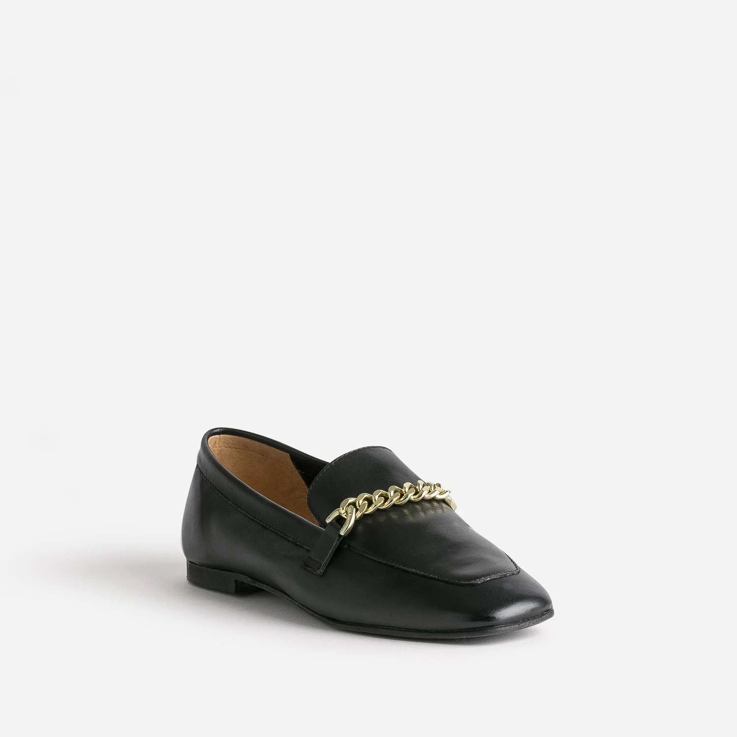 Mocassin Noir En Cuir Chaîne-bijou 4 Mocassin Noir En Cuir Chaîne-bijou – Image 2