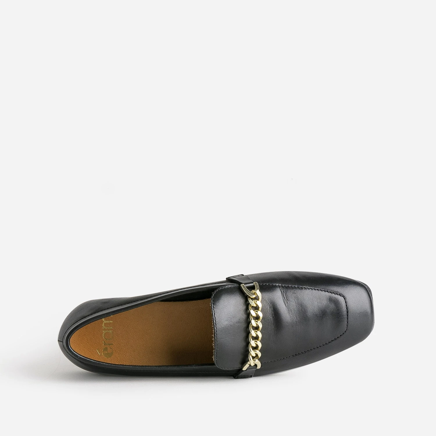 Mocassin Noir En Cuir Chaîne-bijou 7 Mocassin Noir En Cuir Chaîne-bijou – Image 5