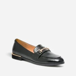 Mocassin Noir Détails Dorés -Univers Chaussure Magasin WWWERM 10383580130 1