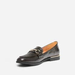 Mocassin Marron Verni Embossé Effet Python -Univers Chaussure Magasin WWWERM 10383580164 2