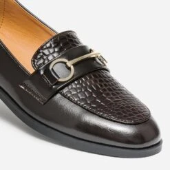 Mocassin Marron Verni Embossé Effet Python -Univers Chaussure Magasin WWWERM 10383580164 5