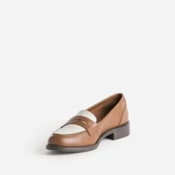 Mocassin Camel Et écru En Cuir -Univers Chaussure Magasin WWWERM 10383580294 2