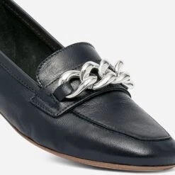 Mocassin Bleu Marine En Cuir Maxi Chaîne Dorée -Univers Chaussure Magasin WWWERM 10383580411 5