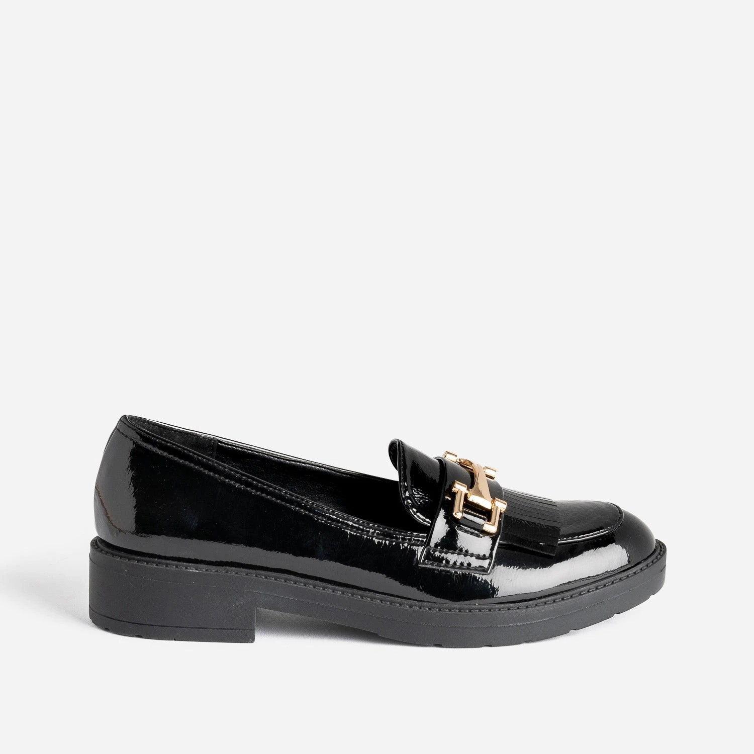 Mocassin Noir Verni à Franges 3 Mocassin Noir Verni à Franges