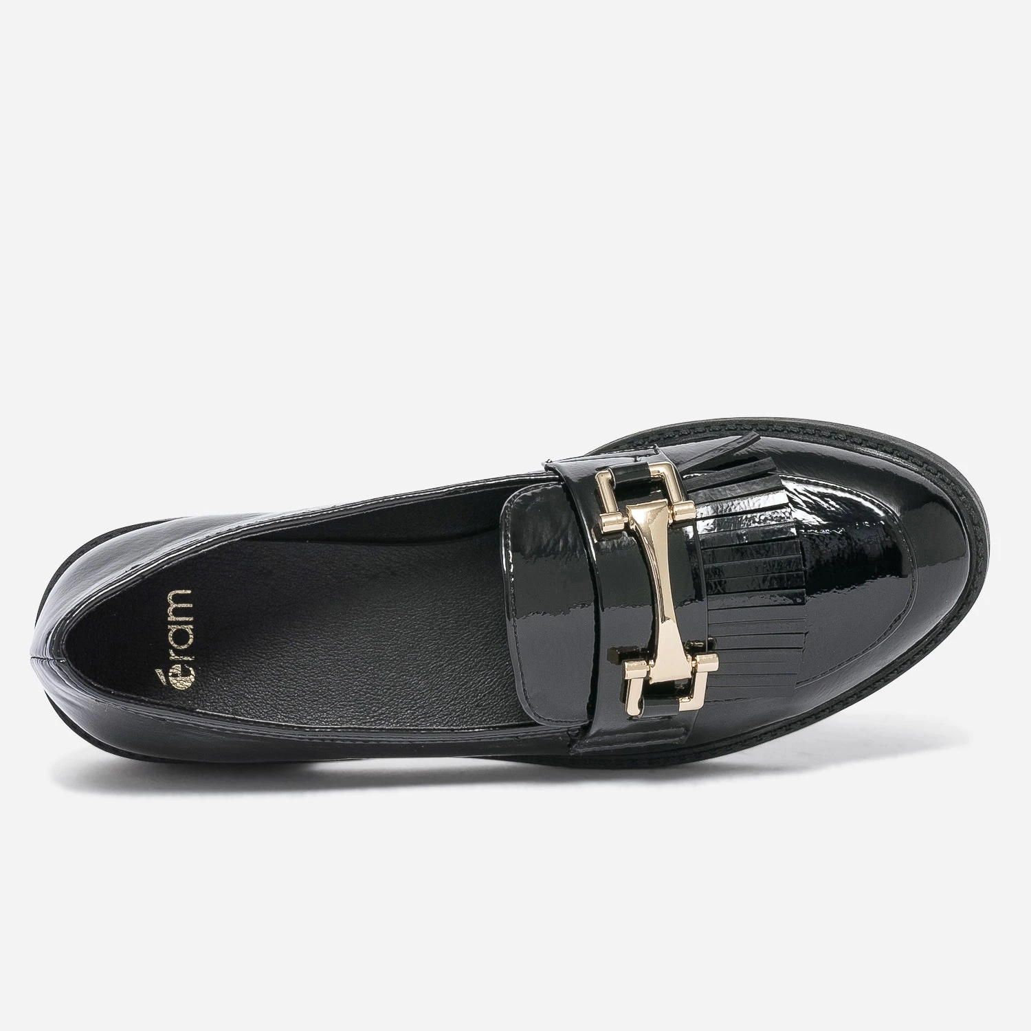 Mocassin Noir Verni à Franges 7 Mocassin Noir Verni à Franges – Image 5