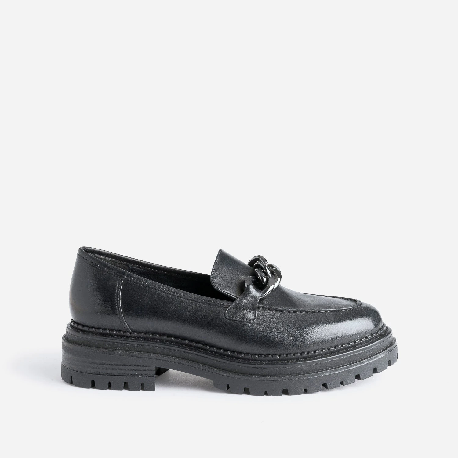 Mocassin TEXTO Noir En Cuir à Semelle Crantée 3 Mocassin TEXTO Noir En Cuir à Semelle Crantée