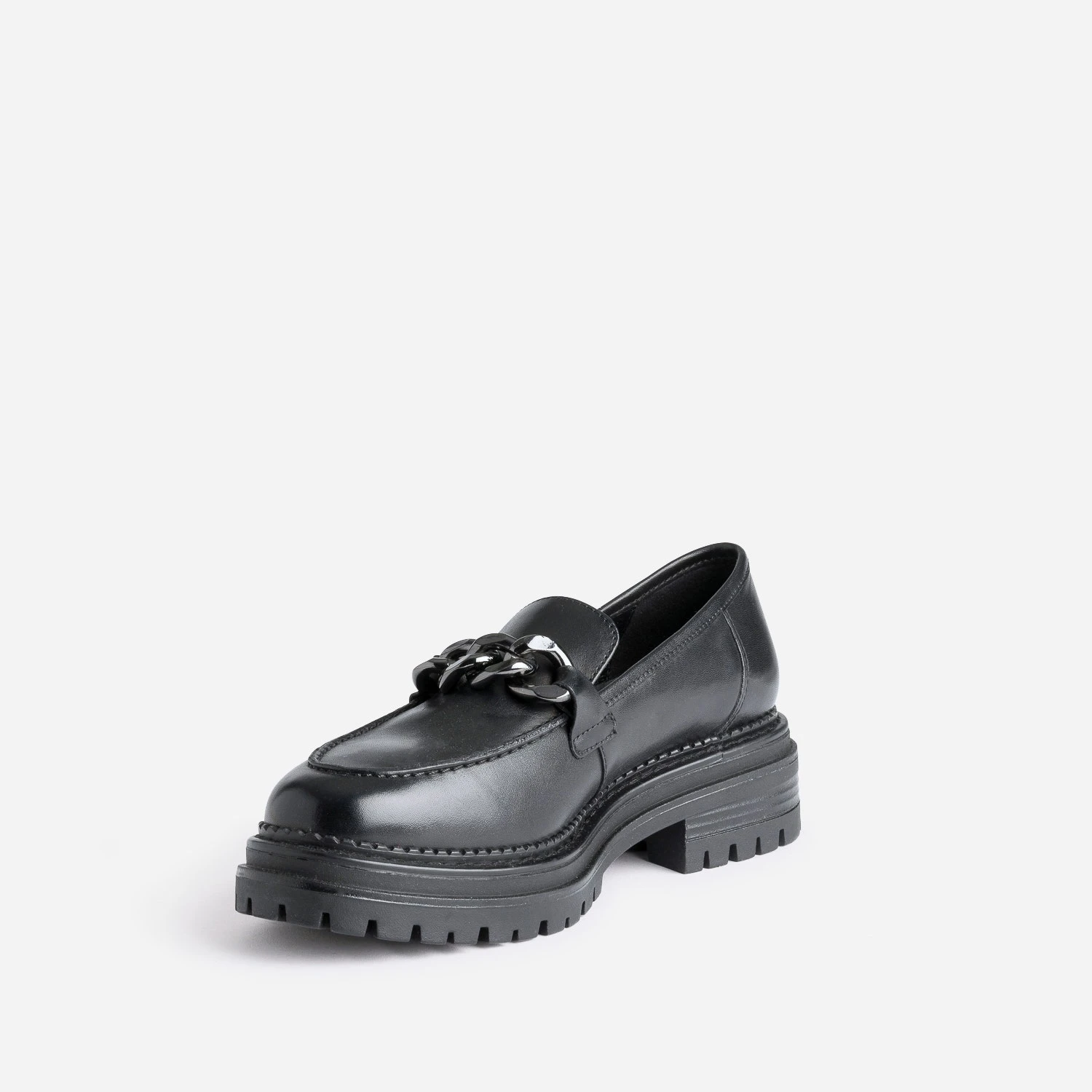 Mocassin TEXTO Noir En Cuir à Semelle Crantée 5 Mocassin TEXTO Noir En Cuir à Semelle Crantée – Image 3