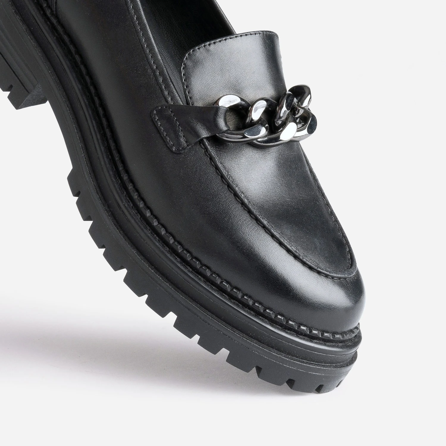 Mocassin TEXTO Noir En Cuir à Semelle Crantée 8 Mocassin TEXTO Noir En Cuir à Semelle Crantée – Image 6