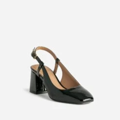 Escarpin Slingback Noir Verni à Bout Carré 9 Escarpin Slingback Noir Verni à Bout Carré -Univers Chaussure Magasin WWWERM 10383930105 1