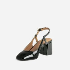 Escarpin Slingback Noir Verni à Bout Carré 10 Escarpin Slingback Noir Verni à Bout Carré -Univers Chaussure Magasin WWWERM 10383930105 2