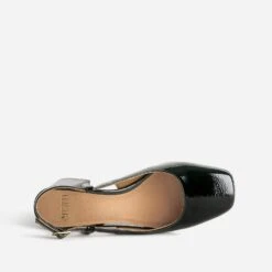 Escarpin Slingback Noir Verni à Bout Carré 12 Escarpin Slingback Noir Verni à Bout Carré -Univers Chaussure Magasin WWWERM 10383930105 4