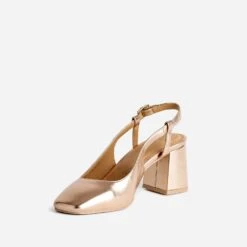 Escarpin Slingback Cuivré Métallisé à Bout Carré -Univers Chaussure Magasin WWWERM 10383930106 2