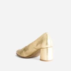 Escarpin Doré En Cuir à Décolleté Couvrant -Univers Chaussure Magasin WWWERM 10383960019 3