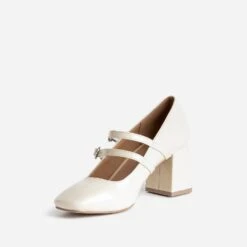 Babies à Talon Beige Verni à Double Bride -Univers Chaussure Magasin WWWERM 10383960022 2