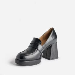 Mocassin Noir à Talon Et Plateforme -Univers Chaussure Magasin WWWERM 10383960058 2