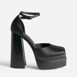 Babies Noire Satiné à Maxi Plateforme