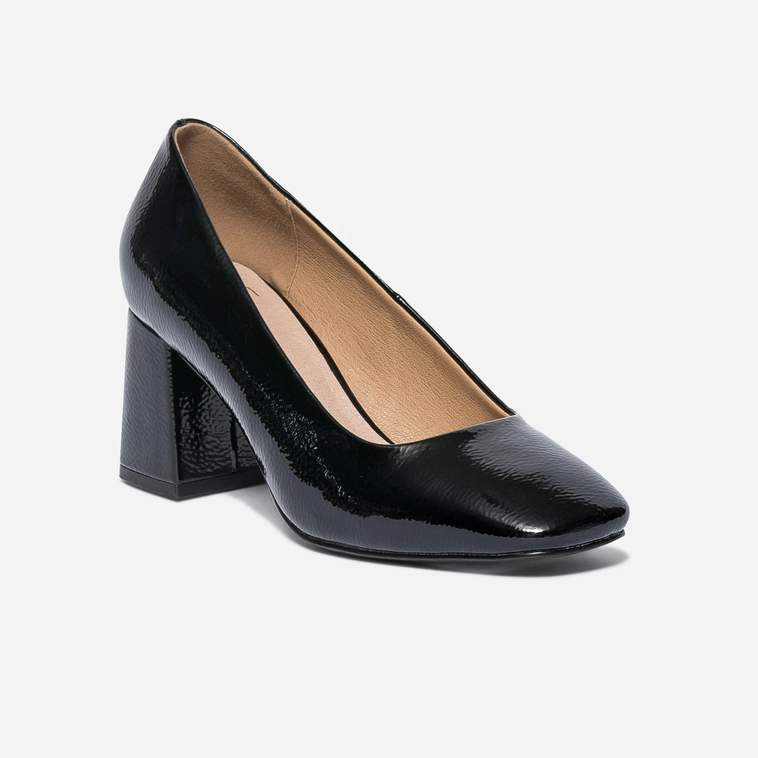 Escarpin Noir Verni à Bout Carré 4 Escarpin Noir Verni à Bout Carré – Image 2