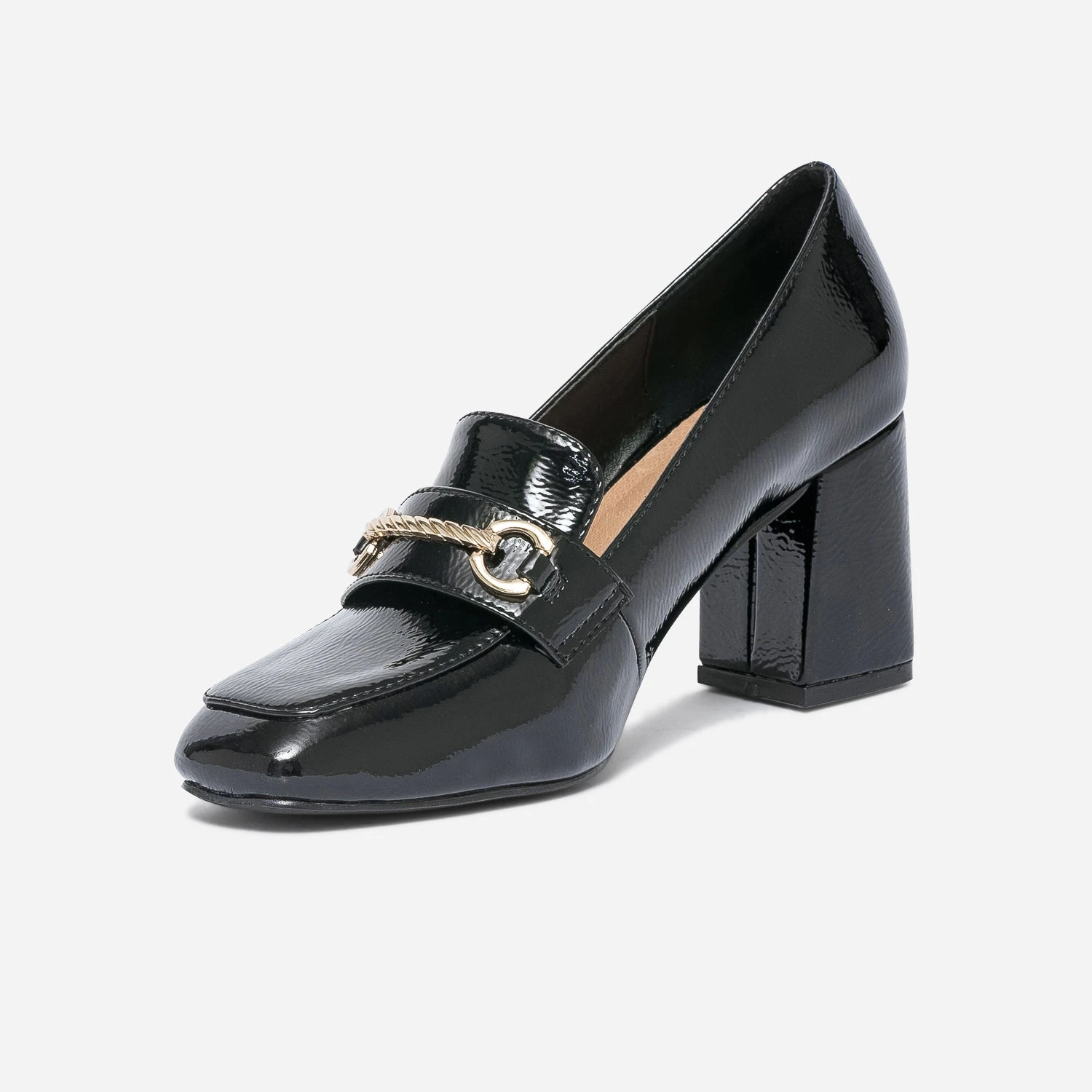 Mocassin à Talon Noir Verni 5 Mocassin à Talon Noir Verni – Image 3