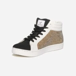 Basket KAPORAL Noire, Blanche Et Mesh Doré -Univers Chaussure Magasin WWWERM 10383970088 2