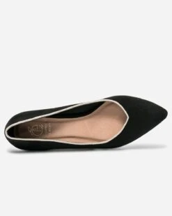 Escarpin Noir Suédé éco-conçu à Bord Doré Et Bout Pointu -Univers Chaussure Magasin WWWERM 10383990068 4