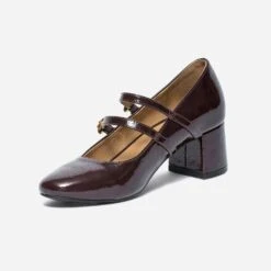 Babies à Talon Bordeaux Verni à Double Bride 10 Babies à Talon Bordeaux Verni à Double Bride -Univers Chaussure Magasin WWWERM 10383990080 2