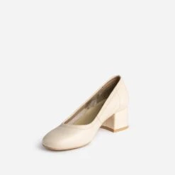 Escarpin Beige Clair En Cuir -Univers Chaussure Magasin WWWERM 10383990085 2