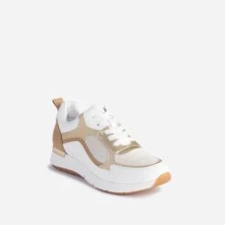 Tennis TEXTO Blanche, Camel, Dorée -Univers Chaussure Magasin WWWERM 10384320033 1