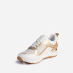 Tennis TEXTO Blanche, Camel, Dorée -Univers Chaussure Magasin WWWERM 10384320033 2