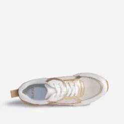 Tennis TEXTO Blanche, Camel, Dorée -Univers Chaussure Magasin WWWERM 10384320033 4