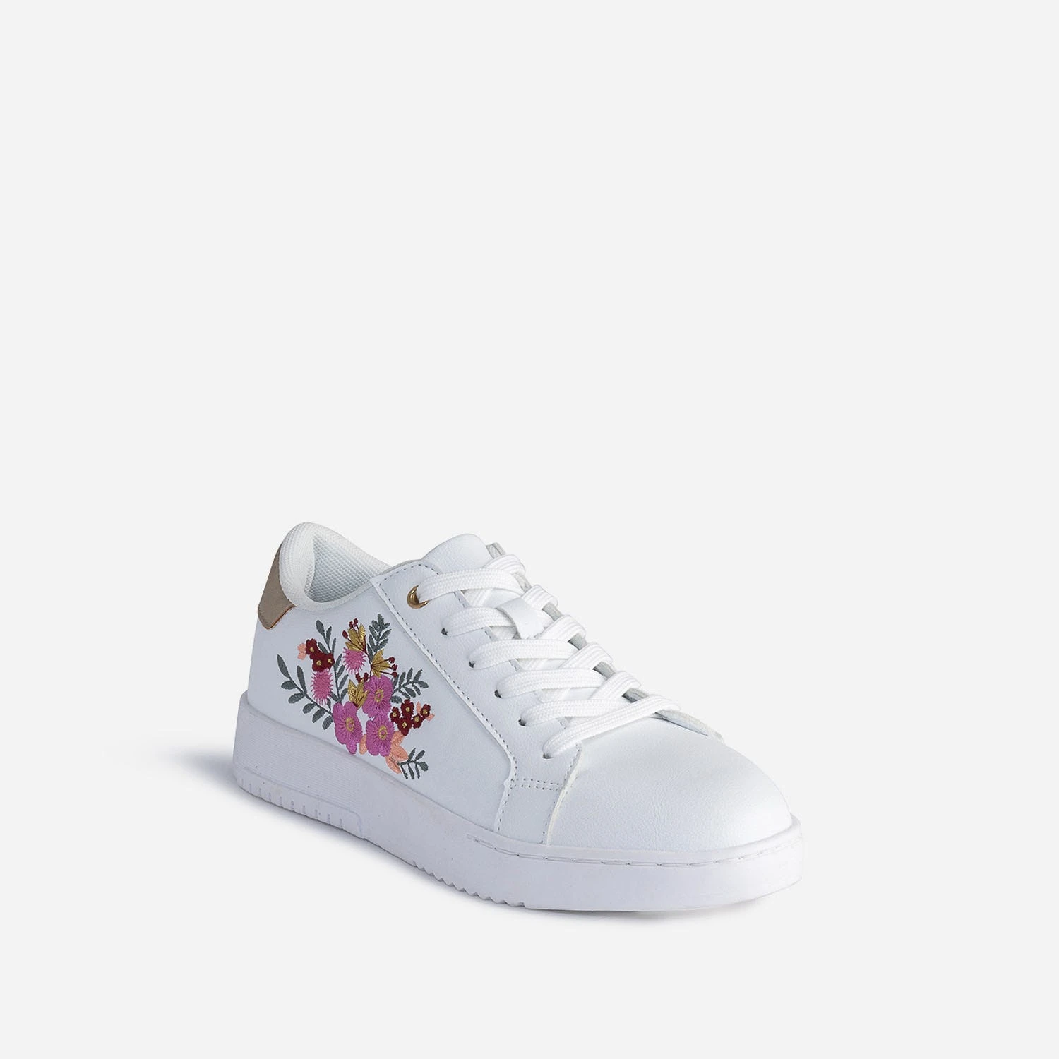 Tennis TEXTO Blanche Brodée Fleurs Roses 4 Tennis TEXTO Blanche Brodée Fleurs Roses – Image 2