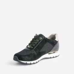 Tennis CAPRICE Noire En Cuir Et Textile Pailleté -Univers Chaussure Magasin WWWERM 10384320049 2