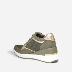 Tennis Compensée Kaki Détails Dorés -Univers Chaussure Magasin WWWERM 10384320386 3