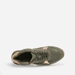 Tennis Compensée Kaki Détails Dorés -Univers Chaussure Magasin WWWERM 10384320386 4