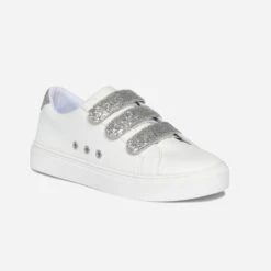 Tennis TEXTO Blanche à Scratchs Pailletés Argentés -Univers Chaussure Magasin WWWERM 10384320744 1