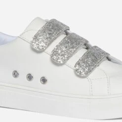 Tennis TEXTO Blanche à Scratchs Pailletés Argentés -Univers Chaussure Magasin WWWERM 10384320744 5