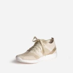 Tennis-chaussette Beige Et Doré Tricotée éco-conçue -Univers Chaussure Magasin WWWERM 10384320782 2