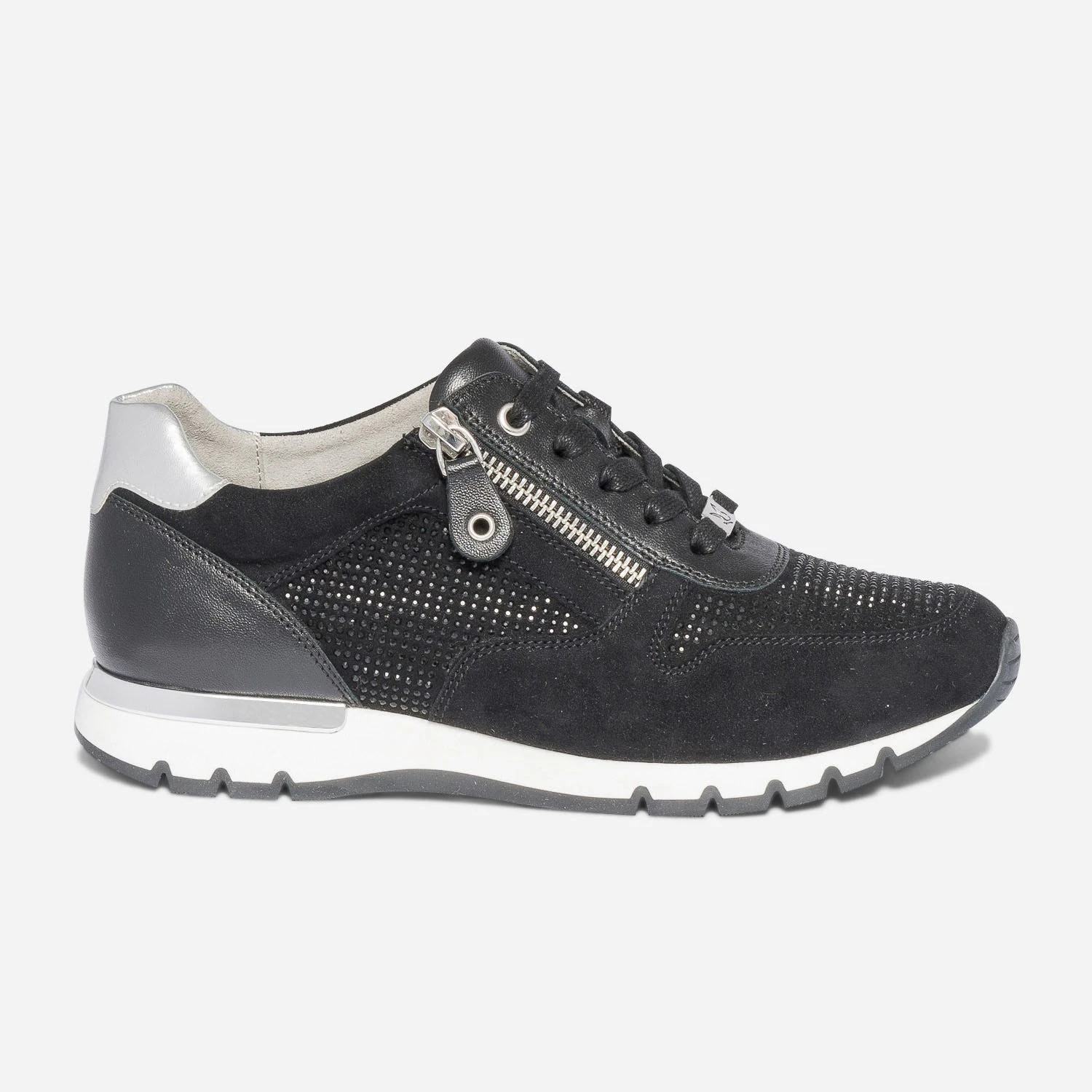 Tennis CAPRICE Noire En Cuir Velours à Strass 3 Tennis CAPRICE Noire En Cuir Velours à Strass