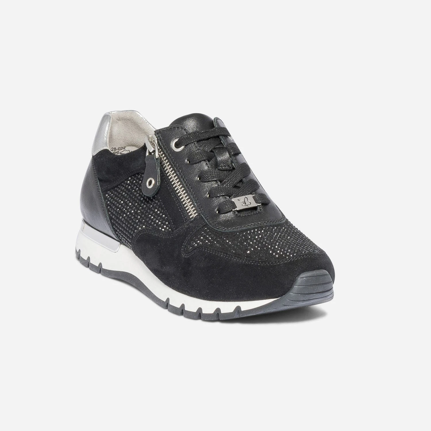 Tennis CAPRICE Noire En Cuir Velours à Strass 4 Tennis CAPRICE Noire En Cuir Velours à Strass – Image 2